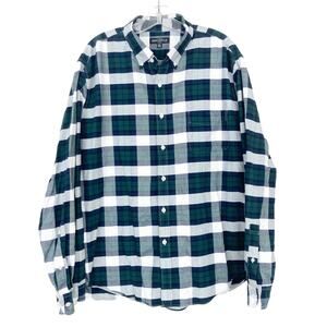 J. Crew Mercantile Flex Blue Green White Plaid Button Down Sz XXL
